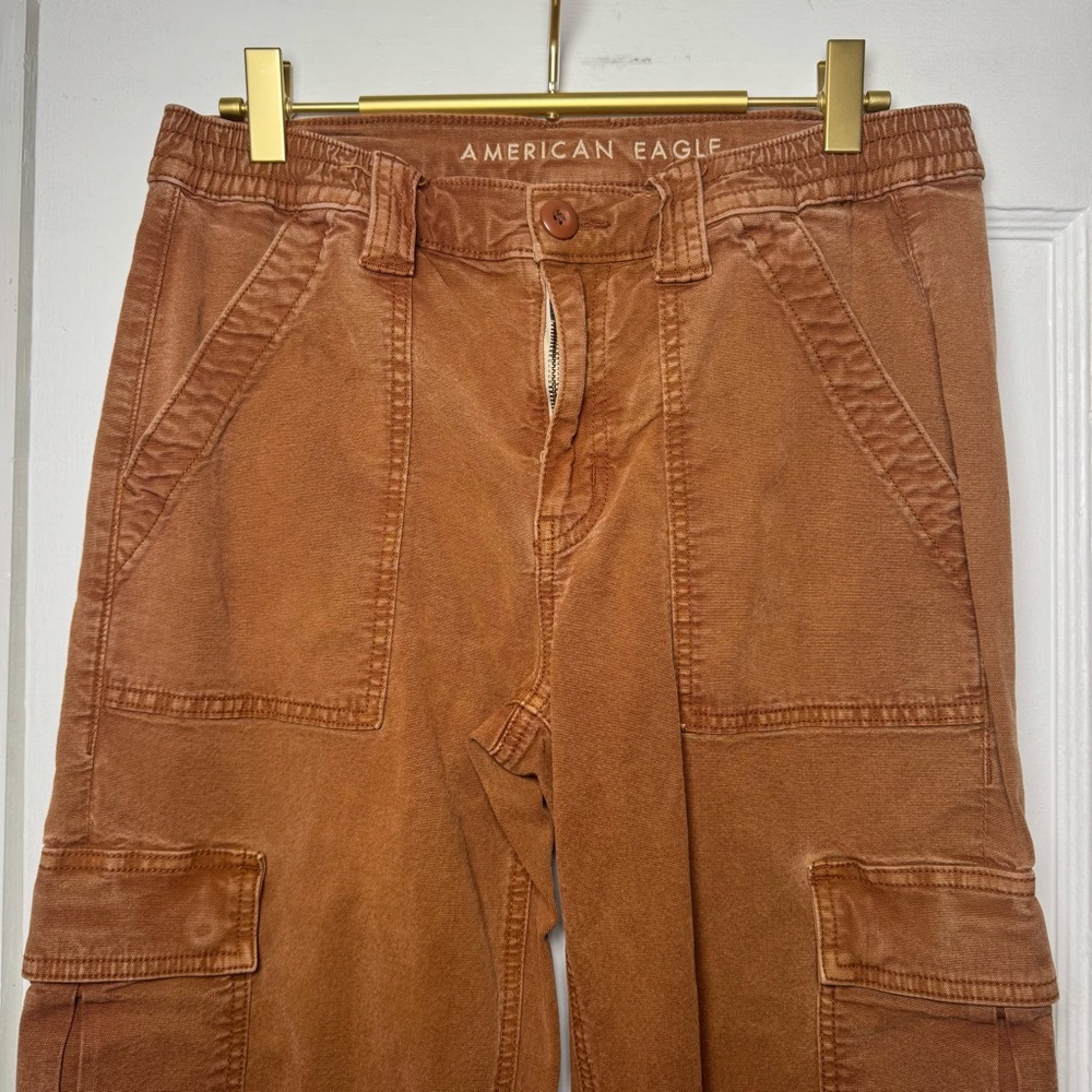 American Eagle Stretch Cargo Straight Pant Burnt Orange 8 Long - Picture 7 of 13